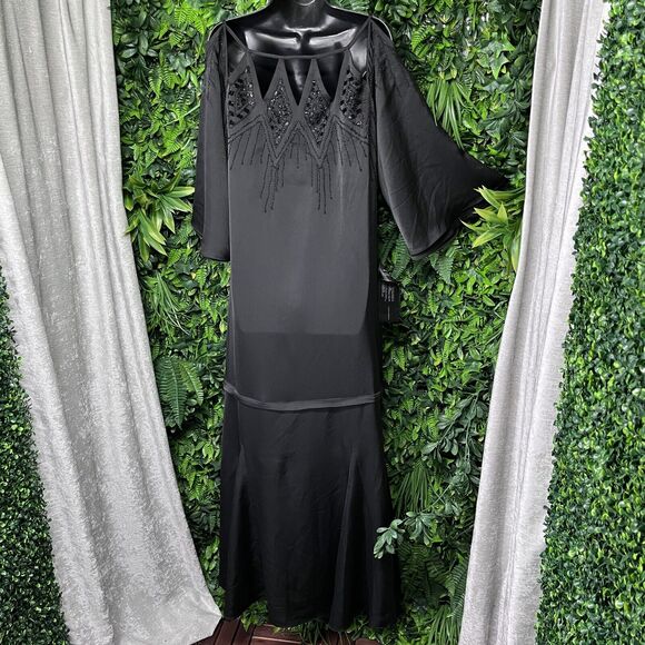 BCBGMAXAZRIA Dress Women Small Black Beaded Gown Boho Whimsigoth $428 NWT 1901 - Picture 12 of 12